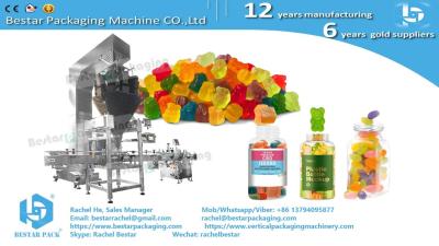 China Automatic weighing filling and labeling machine for gummy candy for sale