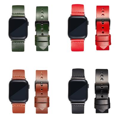 China Vintage Watch Strap Leather Shiny Leather Watch Band For Apple Series 7/6/5 iWatch 41mm Smart 45mm for sale