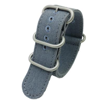 China Fashion Zulu Wholesale 22mm 24mm 26mm Zulu Watch Band Embroider Woven Canvas Watch Strap for sale