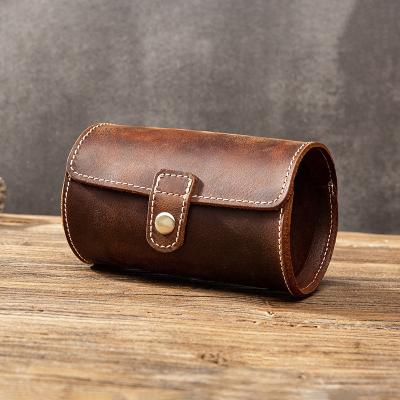 China Handmade Factory Stocked Personalized Genuine Leather 2 Slots Storage Gift Watch Box Watch Boxes for sale