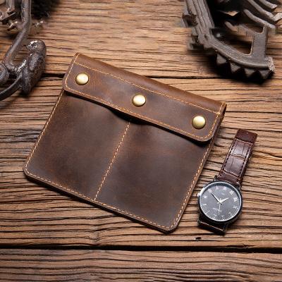 China Handmade Custom Genuine Leather Watch Box and Case Travel Jewelry Watch Pocket Watch Bags Pockets for sale