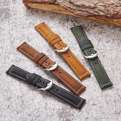 China Handmade Crazy Horse Watch Band 20mm 22mm 24mm Crazy Horse Quick Release Dropshipping Vintage Watchband Genuine Leather Watch Strap for sale