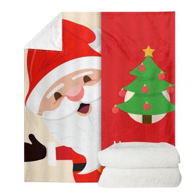 China Santa And Tree Printed 100% Polyester Anti-Static Premium Christmas Blanket Spring And Winter Ultra-Soft Micro Throw Blanket for sale