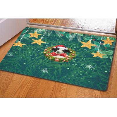 China Washable Good Quality Plaid Mats Home Flooring Printed Rubber Mat Anti Slip Christmas For Hot Sale for sale