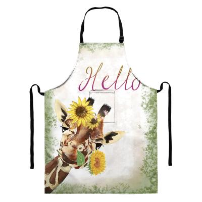 China Custom Apron Logo Kitchen Adult Apron Print Eco-friendly Animal Apron Cat Cow Deer Cartoon Design Cooking Cleaning Tools for sale