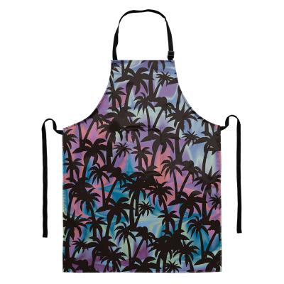 China Eco-friendly Tropical Plants Coconut Tree Aprons Dress For Women Aprons Kitchen Cooking Polyester Sleeveless Aprons for sale