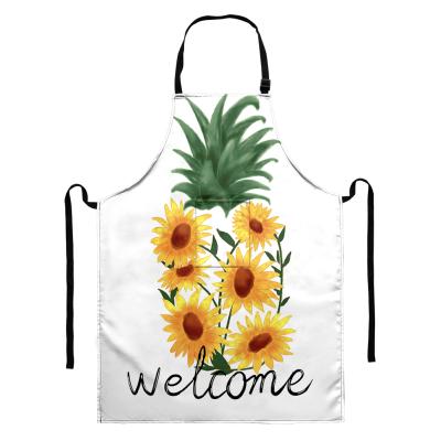 China Eco-Friendly Cute Welcome Design Printing Apron With Pocket For Waiter Apron Cartoon Customized Home Kitchen Cooking Accessories for sale