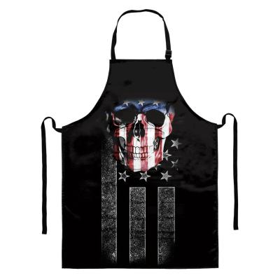 China Eco-friendly Gothic Skulls Creative Pattern Printed Apron Accessories Polyester Kitchen Protective Apron Adult Cooking Home Cleaning Tools for sale