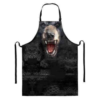 China Multifunctional Personlized Eco-friendly Cool Animal Printing Women Apron With Pocket Sleeveless Chef Apron Easy To Clean Pinafore for sale