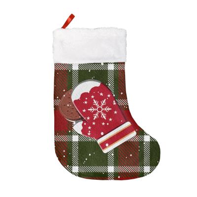 China Printed Casual Christamas Home Decoration Christmas Jars Fluffy Stocking Blank For Sublimation Christmas Santa Stockings for sale