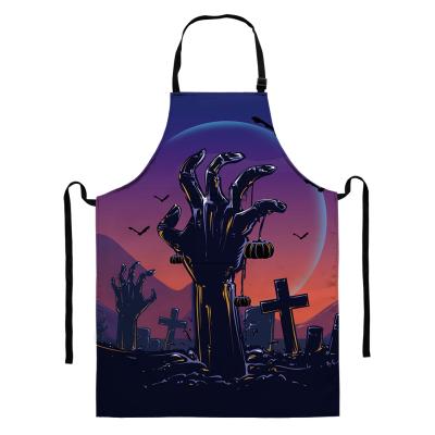 China Eco-Friendly Happy Halloween Kitchen Aprons Customized Printed Cotton Aprons Sleeveless Halloween Horror Movie For Home And Garden Cleaning for sale