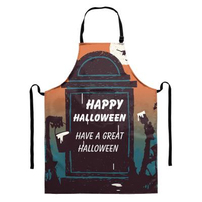 China Lovely Eco-Friendly Halloween Kitchen Aprons Customized Printed Aprons Men Women Sleeveless Housekeeping Cleaning Halloween Element For Adults for sale