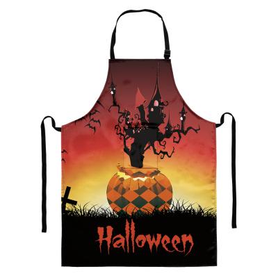 China Eco-Friendly Happy Halloween Kitchen Aprons Customized Printed Festival Pumpkin Bat Aprons Sleeveless Household Cleaning For Adults And Kids for sale