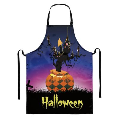 China Eco-Friendly Halloween Horror Movie Kitchen Aprons Customized Printed Sleeveless Aprons Housekeeping Cleaning Happy Halloween Adults for sale