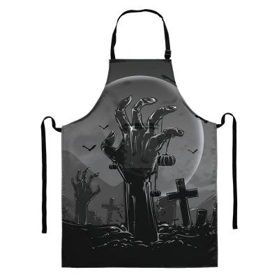 China Eco-Friendly Halloween Horror Movie Kitchen Aprons Customized Cotton Printed Sleeveless Aprons With Pocket For Home Happy Halloween for sale