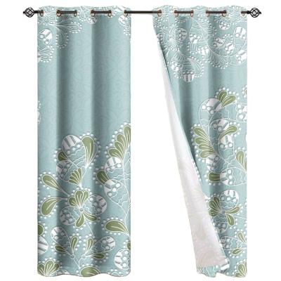 China Blackout Lastest Designer Dragonfly Style Printing Curtain Window Bathroom Sets Shower Curtain Set 2 Pcs Light Green Elegant Summer for sale