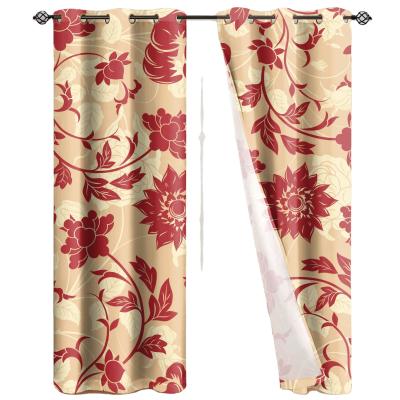 China Wholesale Hot Selling Blackout 2021 Maple Leaf Printing Curtain Bedroom Stylish Shower Curtain Set 2 Pcs Polyester Fabric And Materials for sale