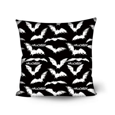 China Wholesale Anti-Static Home Decor Cushion Covers Halloween Bat Pattern Black White 45 x 45cm Decorative Cushion Cover for Home Decoration for sale