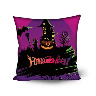 China Halloween Anti-Static Happy Elements Cushion Cover For Home Decoration Living Room Customized Sofa Pillow Covers Digital Printing for sale