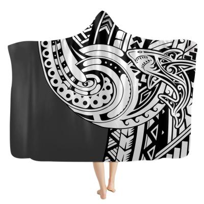 China Durable Anti-pilling Tapestry Hoodie Hooded Blanket Wrap Blankets Polynesian For Home Office School for sale