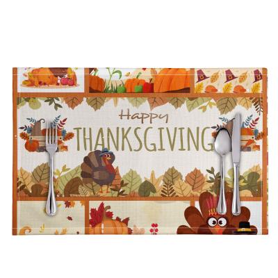 China Oilproof Lovely Happy Thanksgiving Theme Decorative Table Mat Customized Printed Table Mat Set Hotel Festival For Family Party for sale