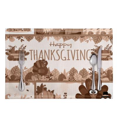 China 2021 New Arrival Oilproof Mat Customized Cartoon Printed Home Digital Happy Thanksgiving Elements Decorative Table Dining Mat for sale