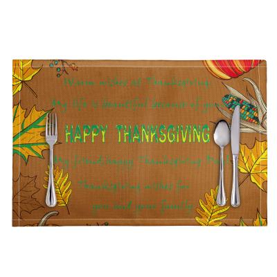 China Oilproof Happy Thanksgiving Day Table Mats For Dining Room Different Types Of Mats Customized Printed Home Dining Table Decoration for sale