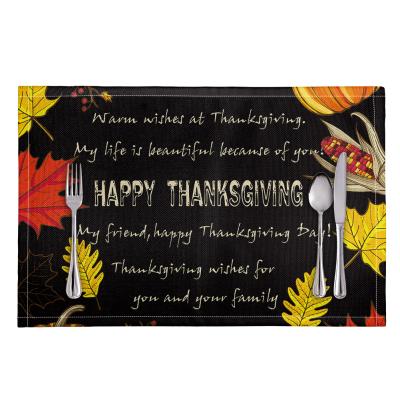 China Oilproof Thanksgiving Day Table Mat Customized Printed Factory Top Quality Happy Table Mat For Family Feast 2021 for sale