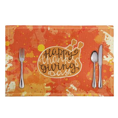 China Oilproof Happy Thanksgiving Day Cartoon Turkey Style Table Mat Customized Place Mats Dining Table for Family Dinner for sale