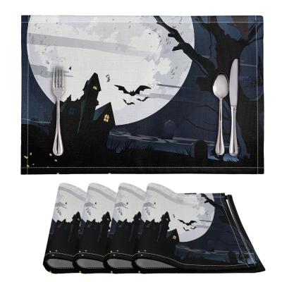 China Simple Set of Mats Halloween Props Designer Dinning Mats Dining Table Mat 6 Pcs Oilproof New Arrival Halloween Theme Pattern Table for sale