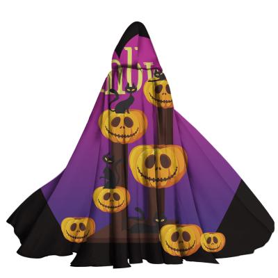 China 2021 New Arrival Kid Fancy Costume Halloween Pumpkins Pattern Halloween Cosplay Hooded Cloak For Festival Party Adults Mask Customized Design for sale