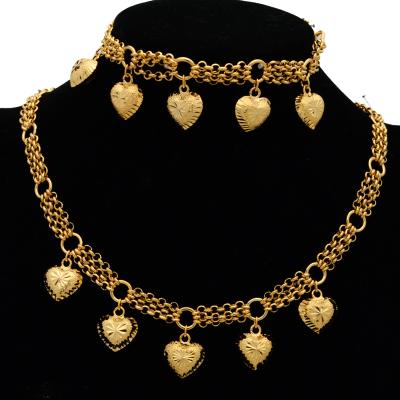 China Romantic Italian 24K Gold Plated Jewelry Sets Gold Plated Necklace And Bracelet Jewelry Sets Luxury for sale