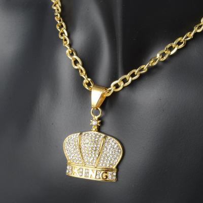 China Hiphop America Custom Hip Hop Stainless Steel Gold Diamond Crown Pendant for sale