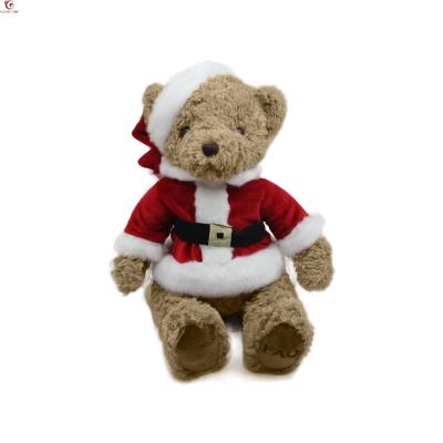 China Fasion Custom Wholesale Christmas Plush Teddy Bear With Santa Suit Plush Fasion Animal Bear for sale