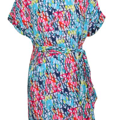 China 2021 Summer New Polyester Woven Dress Winding Short Sleeve Fabric Comfortable Leisure Anti-Static Size for sale