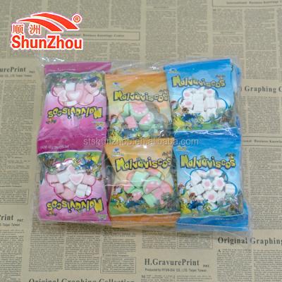 China Natural Colorful Heart Shape Watermelon Shape And Flower Shape Filled Marshmallow Cotton Candy for sale