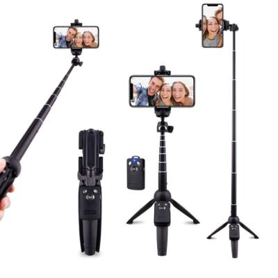 China Newest Fashion Newest Fashion Aluminum /ABS Folding Mini Portable Phone Stabilizer Selfie Stick Black Tripod For Smartphone Tablet Tripod Stand for sale