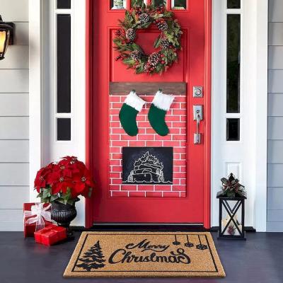 China Merry Christmas Non-Slip Door Mat Outdoor Welcome Mats for Front Doormat with PVC Non-Slip Backing for sale