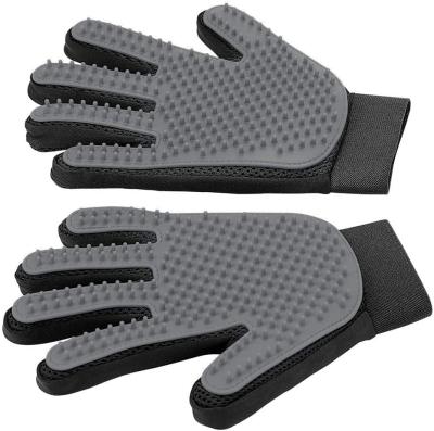 China Five Fingers Design Deshedding Pet Grooming Glove Pet Hair Remover Increased Left Right Stocked Effective Glove for sale