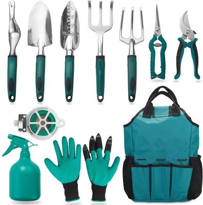 China New Arrival Garden Tool Kits Garden Tool Kit, 11 Piece Aluminum Alloy Steel Hand Tool Starter Kit with Bag Garden, Outdoor Tool for sale