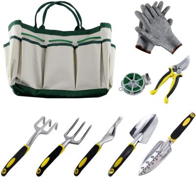 China Garden tools garden tool kits include plant rope and pair of 9 piece work gloves set for sale