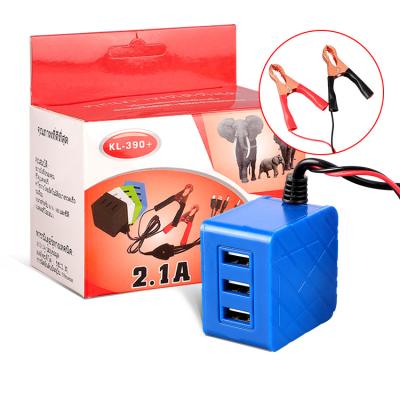 China Mobile Phone Types DC Mobile Clamp Battery Charger 5V 1.2A 3 Usb DC Clip Charger For Phone for sale