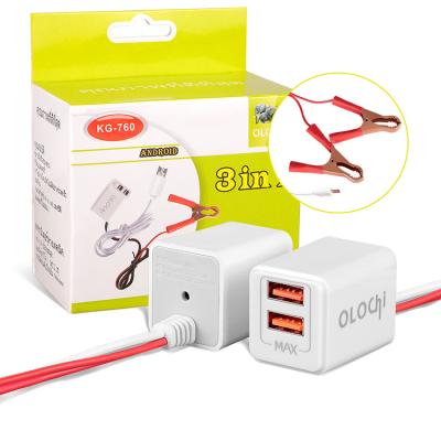 China Mobile Phone Types 3In1 50A Battery Clip 2 Usb Ports 12V 24V DC Clip Charger In Africa for sale