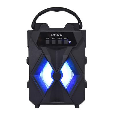 China Outdoor Portable Bluetooth Hand Free BT/FM/TF/USB/TWS/MIC Wireless LED Flashing Light Speaker Woofer Speaker for sale