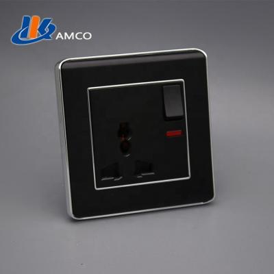 China HKAMCO residential/general purpose BLACK COLOR ONE BAND SWITCH WITH 3PIN SOCKET for sale