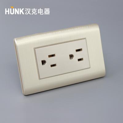 China Residential / General Purpose Gold Color Switch Aluminum Material American Standard Duplex Grounding Socket for sale