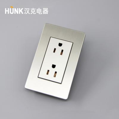 China Residential / General Purpose Gray Panel Switch Material Duplex Grounding Socket Stainless Steel TOMACORRIENTE DOBLE for sale