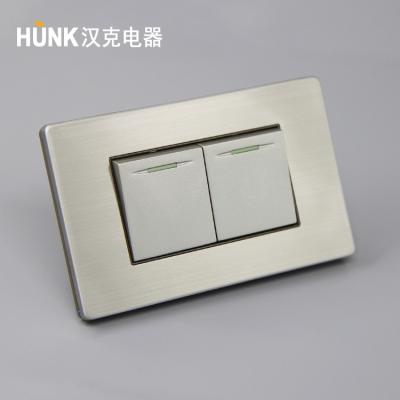 China American Type Gray Stainless Steel, 2 Gang 1 Way Switch Home Used, 250V 10/15A Types Of Electrical Wall Switches for sale