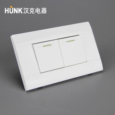 China PC lamp switch, American type, 2 gang switch home used, 110-250v 10a electric lamp switch plate for sale