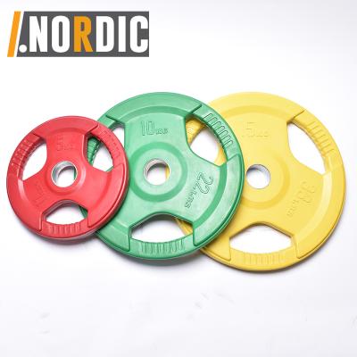 China Universal Color Hand Grip Grip Rubber Bumper Plates 2 Inch Bumper Olimpic Weight Plate With Steel Insert Weight Stopper Set for sale